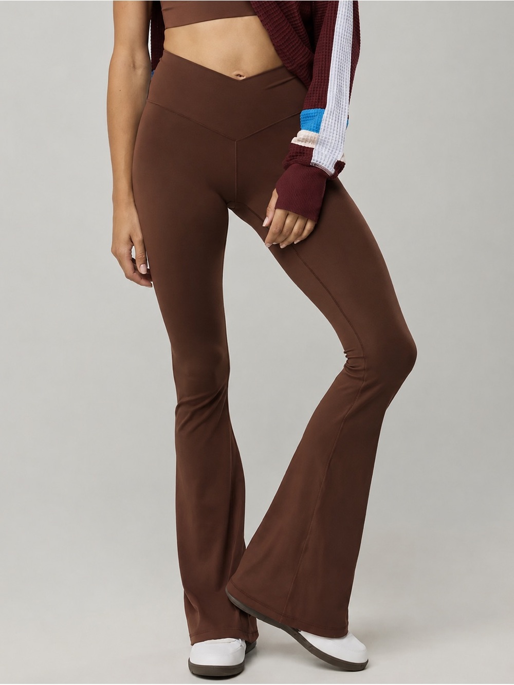 OFFLINE by Aerie Real Me High Rise Flare Leggings Brown S Long Tall